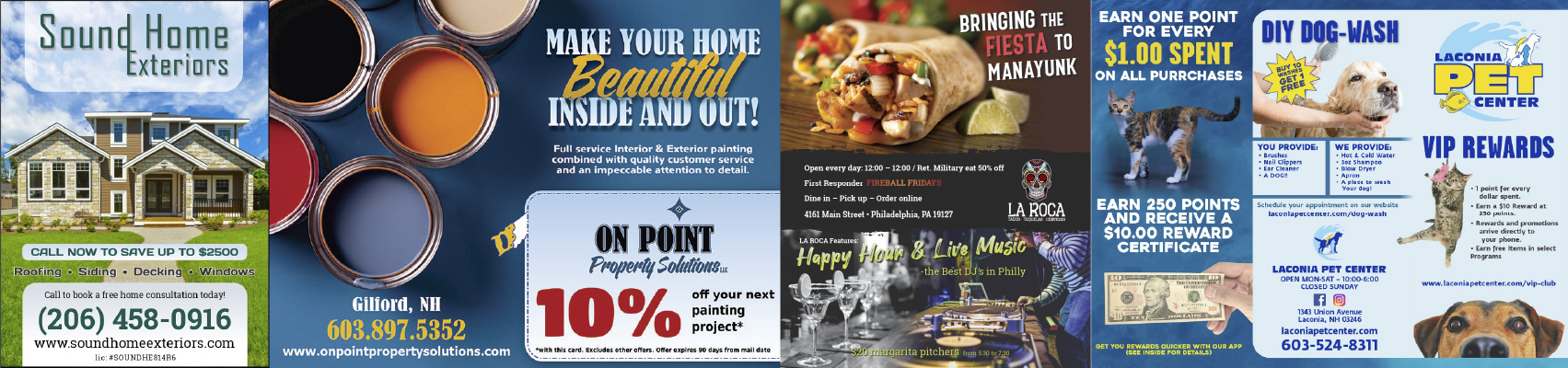 Ads, brochures, flyers and mailers