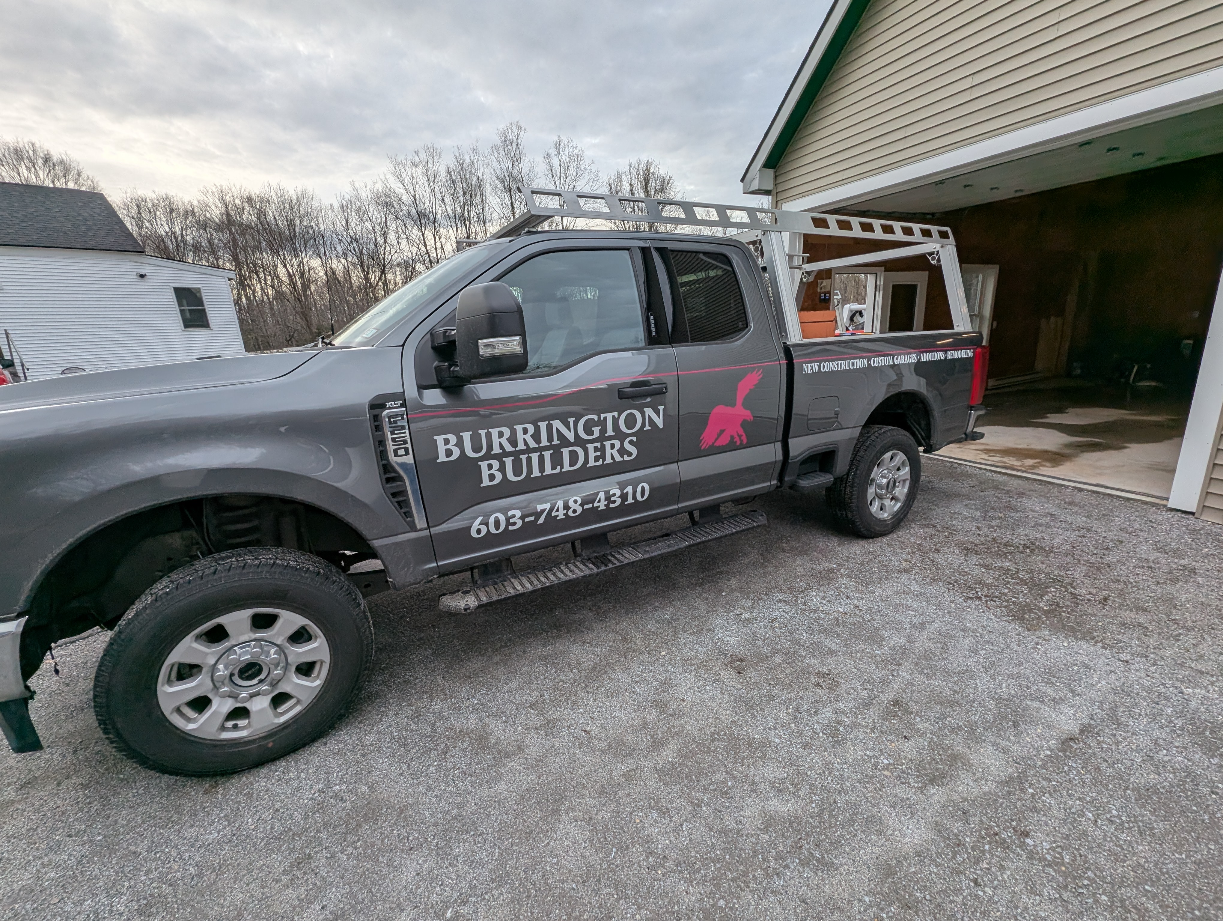 Burrington Builders enjoys a Lettering Package for thier work Truck.